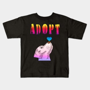 Adopt a dog from an animal shelter. Rescue dogs. Beautiful Labrador head with a blue heart on his nose. Lab lover. Kids T-Shirt